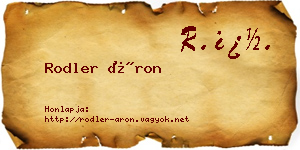 Rodler Áron névjegykártya